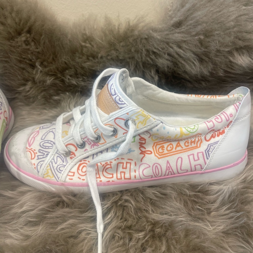 Coach White and Red Sneakers with Artistic Design - Picture 2 of 6